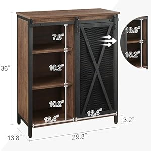 HOMISSUE Coffee Bar Cabinet 36 Liquor Cabinets with Sliding Barn Doors Small Kitchen Table with Storage Corner Wine Bars for Dining Room Living Room Entryway