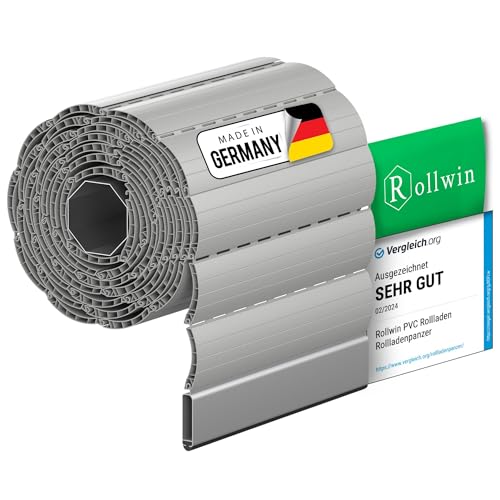 Rollwin ROLLADEN PVC Mini 38 Grau Ungebohrte Endleiste Rolladenpanzer Kunststoff Lamelle mit Hohlleiste Rollladenfenster Rollladen DEUTSCHE Produktion zum Einbauen Hier Konfigurieren »»