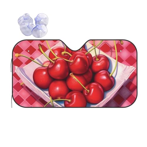 Parasol de parabrisas delantero de cerezas 70x130cm con ventosas para furgoneta y coche
