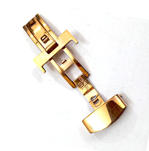 Image of 14mm 16mm 18mm 20mm 22mm Butterfly Push Type Stainless Steel Silver Rose Golden Black Deployment Buckle Clasp Fits Leather Rubber Watch Band Strap