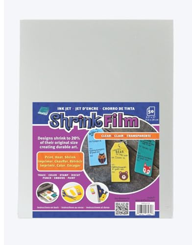 Image of Grafix Inkjet Printable Shrink Film, Clear, 8.5 x 11 in, Pack of 50