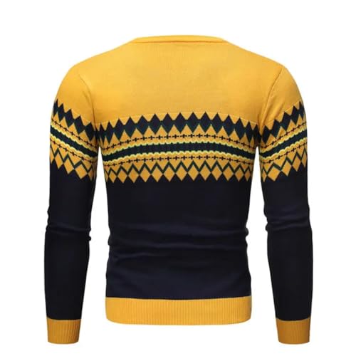 Men's Knit Pullover Sweater O-Neck Striped Long Sleeve Slim Fit Knitwear for Winter Casual Use2