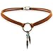 Suede Choker Necklace for Women, Native American Indian Jewelry Bohemian Feather Handmade Leather Jewelry