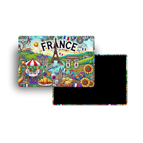 Imanes Nevera - 120 Países a elegir - Recuerdos Turísticos Países del Mundo - Imanes Decorativos Nevera - Regalo Viaje - Estilo Tradicional - 5,4 x 7,8 cm - 1 Unidad (Francia)
