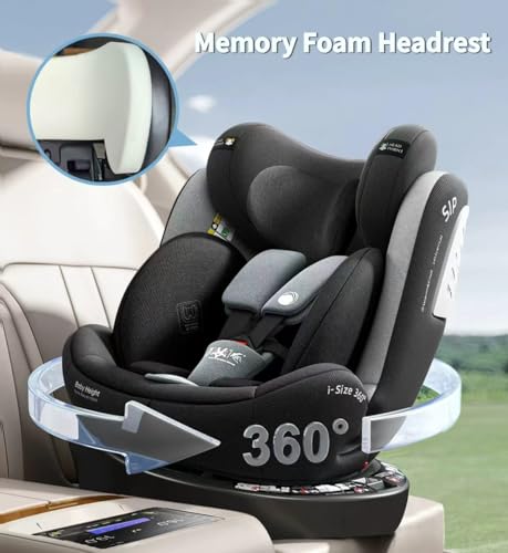 Heekin 360 Spin Baby car seat with ISOFIX for Child 40-150 cm(0-36kg),0-12 Years,Group 0+/1/2/3,Rear Facing with 5 Recline Positions, with a Sunshade, R129 Certification(Black) - Image 4