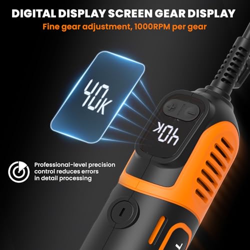 Image of HARDELL 200W Corded Rotary Tool 8000-40000 RPM Flex Shaft Digital Display | 155Pcs Accessories Fine Speed Control for Crafting Cutting Sanding Polishing Drilling Carving DIY Projects