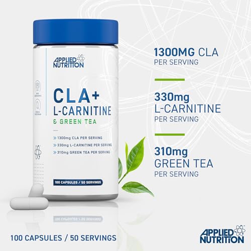 Applied Nutrition CLA + L-Carnitine & Green Tea - Fat Burner for Weight Loss, Energy & Metabolism Support (100 Capsules / 50 Servings) - Image 3