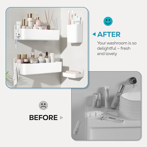 Nieifi Adhesive Wall Shelf,Shower Shelves 4 Pack with Soap Holder,Shower Organizer for Bathroom Organization,White by Nieifi - Image 4