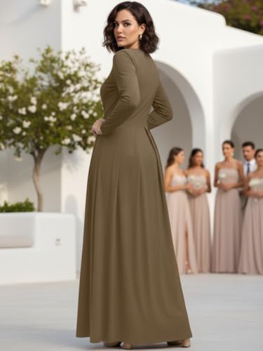 Image of KOH KOH Womens Long Sleeve Empire Cocktail Elegant Evening Versatile Maxi Dress