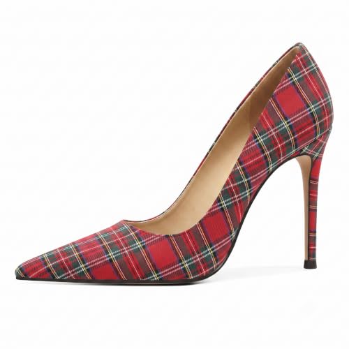 Image of Eldof Women's Classic Dress Pumps Shoes, Sexy Pointed Toe 4 inch Stiletto High Heels, Office Formal Slip On Size 5-13