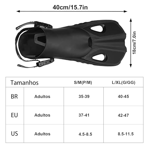 Nadadeiras de Mergulho Ajustáveis para Natação Snorkeling Mergulho (S/M(35-39))