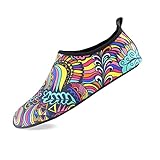 Valennia Zapatos de agua descalzos de secado rápido para deportes acuáticos y yoga, sin cordones, playa, natación, surf, ejercicio, para mujeres y hombres, Étnico, 9.5-10.5 Women/8.5-9 Men