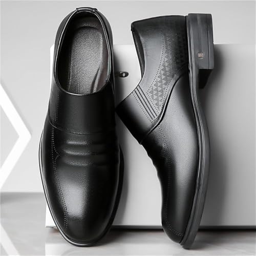Men's British Style Leather Loafers, Black Dress Shoes for Suit, Slip-On Fashion Walking Footwear3