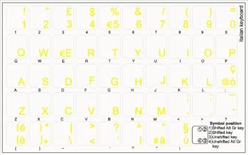 Amazon.com : ITALIAN KEYBOARD LABELS LAYOUT ON TRANSPARENT ...
