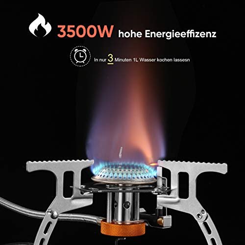 Gaskocher Suzzam Campingkocher mit Piezozündung 3500W