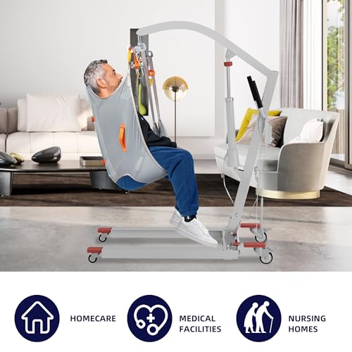 Electric Patient Lift w/High Strength Sling 400lbs Capacity Transfer Lift for Full/Partial Paralysis Patients 8000N Powerful Motor Electric Lift for Home & Hospital