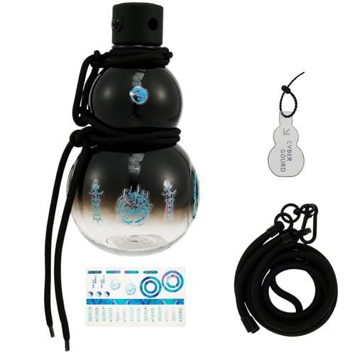 Gourd Water Bottle, 900ml Gourd Sports Water Bottle, Travel Water Bottle for Gym, Gourd Style Water Bottle, Retro Inspired Gourd Bottle for Daily Drinking Use (Black2)