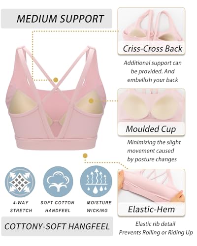 Image of RUNNING GIRL High Impact Sports Bras for Women, High Support Running Sports Bra Moulded Cup Strappy Sports Bras