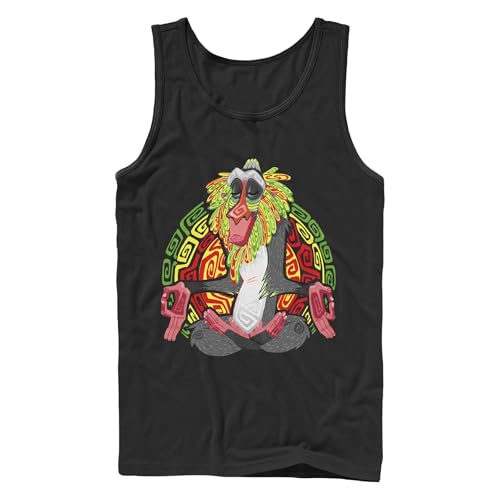 Mens Lion King Rafiki Geometric Rainbow Tank Top - Black - X Large