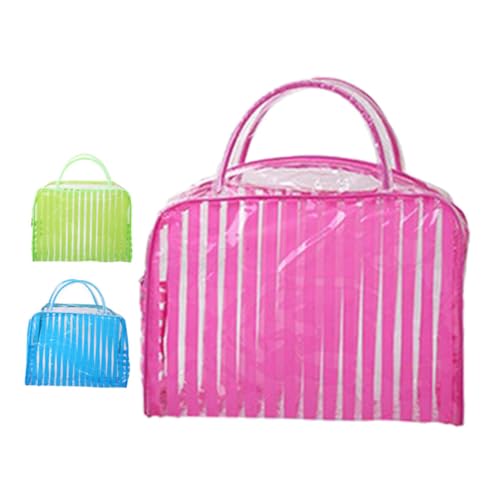 WRITWAA 3 Piezas Bolsa De Lavar Mujer Viajar Neceser De Viaje Ligero Agua Organizador Señoras Bolsa De Maquillaje Transparente Negro Largo Hacer para Banda Pequeño De Polivinilo