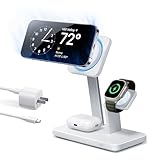 ESR 25W 3in1 MagSafe充電器 Apple認定磁気ワイヤレス充電器 CryoBoost冷却ファン付き 充電スタンド iPhone 17/16/15/14/13/12/Apple Watch/AirPods 4/3/AirPods Pro用 高速MagSafe充電ステーション スマホ冷却充電器 ホワイト