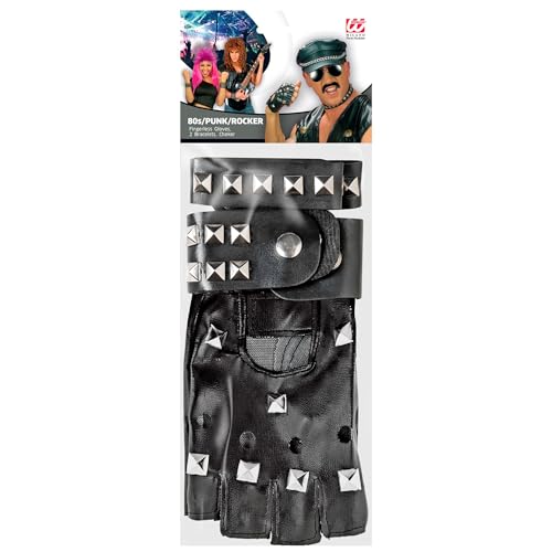 W WIDMANN MILANO Party Fashion - Biker Rocker Kostüm Accessoire Set für Erwachsene, Zubehör für Karneval und Mottoparty
