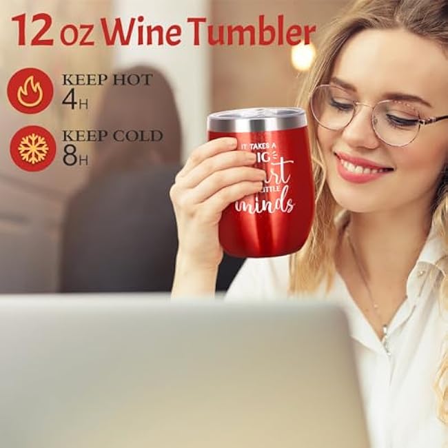 UAREHIBY Teacher Gifts for Women,Teacher Appreciation Gifts from Student,Teacher Christmas Gifts Basket with 12 OZ Wine Tumbler,Thank You Teacher Gifts,Funny Teacher Gifts Set for Daycare Teacher