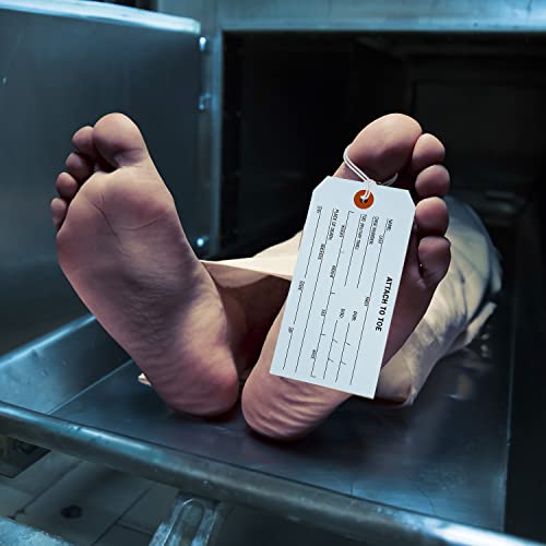 Smartsign Toe Identification Tag For Coroner And Funeral, 5.25" X 2.625" 13Pt Cardstock With Reinforced Hole, Pre-Strung - Pack Of 100 Tags #TOP6