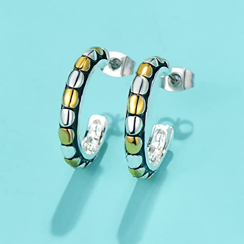 UNY Jewel Jewelry Make a Statement With Our Two Tone Thine C Shape Post Earrings Featuring Detailing Perfect For Any Occasion2