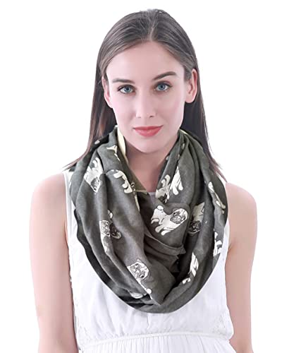 Pug Dog Print Women's Infinity Scarf Lightweight
