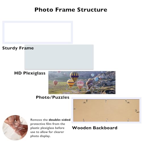 Image of JCJMY 13x39 Picture Frame White for Puzzles Poster Photo Picture, Horizontal and Vertical Formats for Wall Hanging, 13 x 39 Wall Gallery Poster Photo Puzzles Frame for 13 by 39 Photos Posters, White
