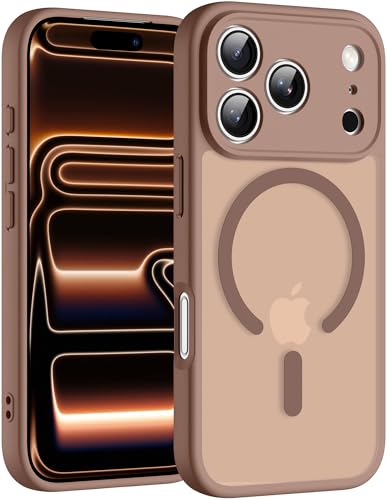 Helssitot für iPhone 17 Pro Max Hülle mit Magsafe Militär-Grade Stoßfest Kratzfest Anti-Fingerabdruck Magnetisch Rückseite Matt Handyhülle für iPhone 17 Pro Max 6 9 Zoll Braun