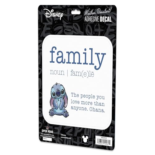 Image of Disney Lilo and Stitch Family Definition Adhesive Vinyl Decal - Fun Stitch Ohana Sticker for Car or Truck