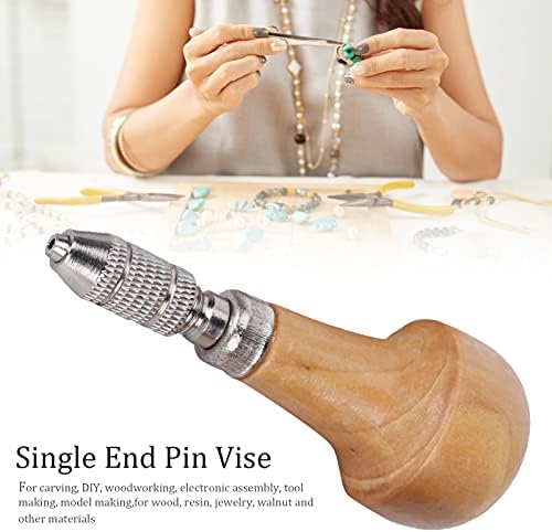 3 Set Hand Chucks Wooden Handles Pin Vise Hand Drill Wooden Handle Pear Shape Graver Handle for Stone Setting Graver Replacement image 4