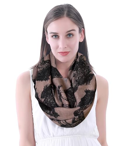 Lina & Lily Wolf Animal Print Women's Infinity Scarf Lightweight