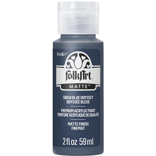 Image of FolkArt Acrylic Craft Paint, Blue Odyssey 2 fl oz Premium Matte Finish Paint, Perfect For Easy To Apply DIY Arts And Crafts, 50858