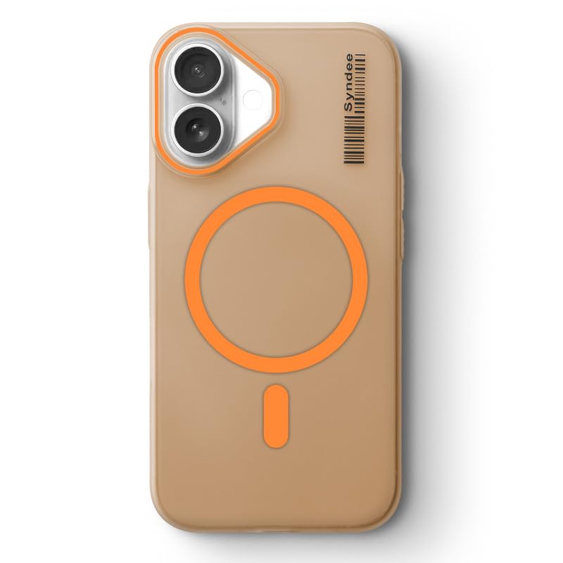 Image of Mr. Case Back Cover for iPhone 16 Sleek Frosted Translucent Back with Wireless Charging Support | Anti-Scratch Shockproof Phone Case - Orange