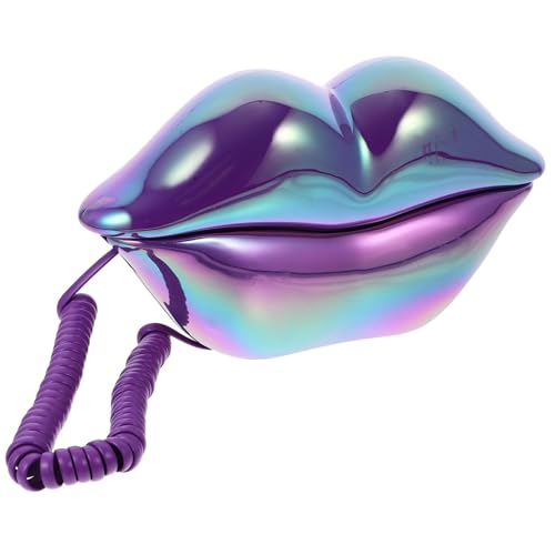 ARTIBETTER Lips Land Line Phone Creative Dial Phone Ornament for Home Charming Lip Decoration Shiny Stylish Compact Design Present for Celebrations Special Occasions