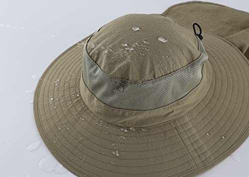 Image of Home Prefer Outdoor UPF50+ Mesh Sun Hat Wide Brim Fishing Hat with Neck Flap