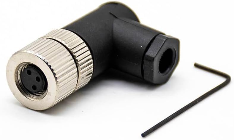 Elecbee M8 Connector Screw Type Connector Right Angle Assemble Cable Plug Unshield (3 Pin Female A-Code)