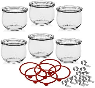 Weck Airtight Clip-Close Sealed Tulip 580 ml Jar with Lid 100 mm, Pack of 6, Glass, Transparent, 6 x 580 ml
