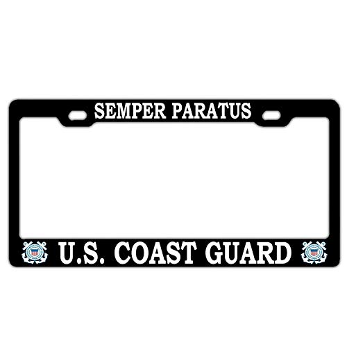 Crysss License Plate Frame US Coast Guard Semper Paratus Black Applicable to US Standard Cars License Plate License Plate Tag Frame It's Been, 6" X 12"