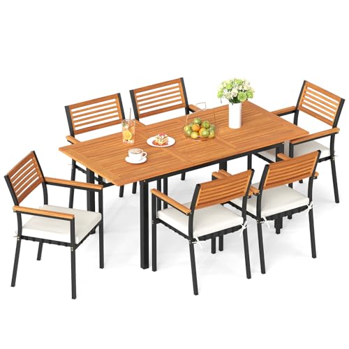 Tangkula 7-Piece Patio Dining Set with Umbrella Hole