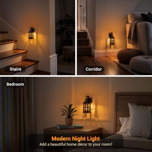 Image of JandCase Vintage Night Light, Flame Lantern Night Lights Plug into Wall