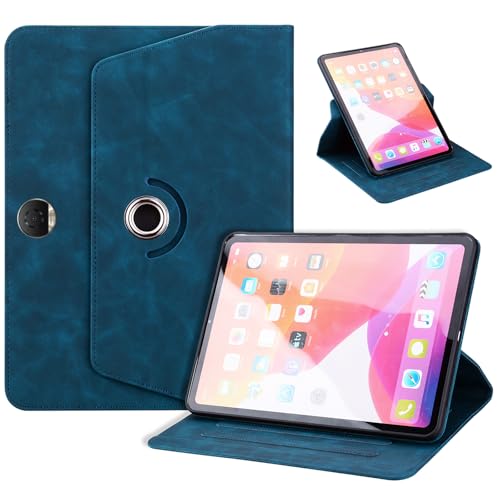 TEDTIKJT Rotatif Coque pour Honor Pad 9 12.1 Pouces Housse,Business Bleu | Étui Honor Pad 9 Tablette Coque HEY2-W09 PU Cuir 360°Rotatif Stand Flip Avec 4 Fentes de Protection Pour Cartes Cover