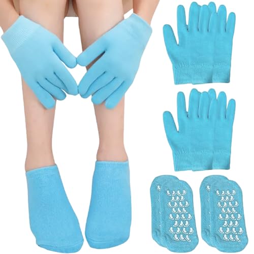 20 pares de mascarillas para manos guantes y calcetines hidratantes guantes y calcetines de hilo de algodón para humectar los pies y las manos para pieles agrietadas y secas