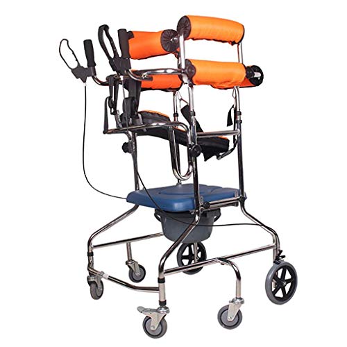 N/ A Ayuda para Caminar Soporte para Caminar de pie, Marco de Soporte con Dispositivo de rehabilitaci�n de Rueda de Asiento Altura Plegable Ajustable Naranja, ayudas para Caminar para Ancianos
