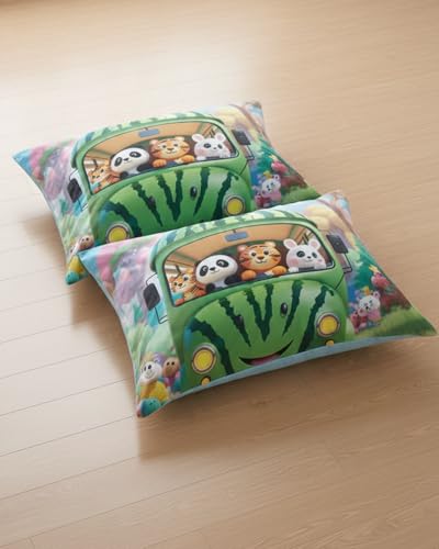 Image of 7D Flat Bedsheet 400TC Sheet Set, Kids Design bedsheet, Floral Design, Decorative Bedding with Daisy Pattern, Kids Room Decor, 90X100 Inch (Bus)