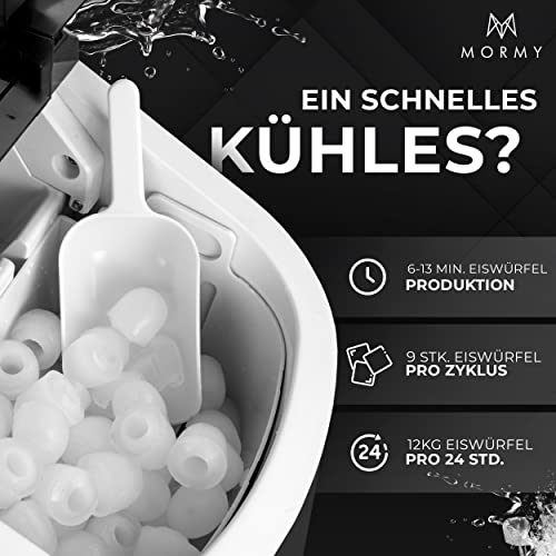 Mormy® Eiswürfelmaschine für Zuhause GS zertifiziert bis 12 kg Eiswürfel in 24 Std Eiswürfelbereiter 2,2 Liter… – Bild 3