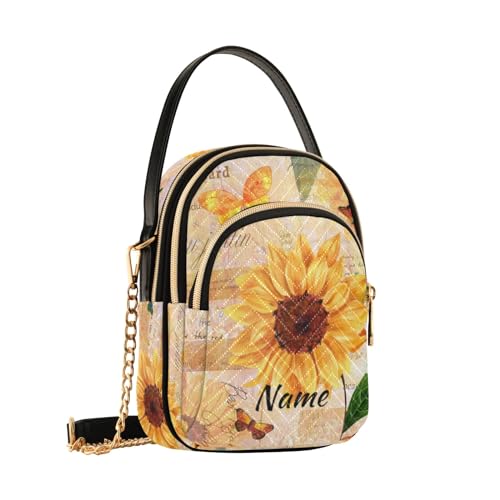 Custom Crossbody Bag for Women, Rainbow Unicorn Phone Purse Detachable Personalized Name Chain Bag Shoulder Handbag Wallet